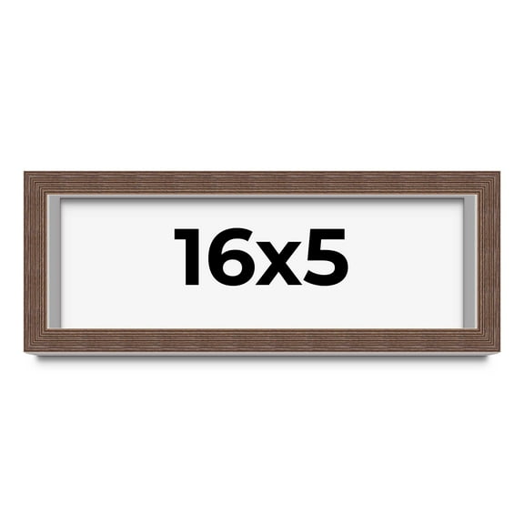 16x5 Shadow Box Frame Brown | 1.125 inches Deep Real Wood Rustic Shadowbox Display Frame | UV