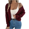 thumbnail image 2 of Fewfanhot Cardigan for Women Long Sleeve Open Front Knitted Crop Cardigan Drop Shoulder Knit Bolero Shrug Sweater, 2 of 9