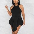 thumbnail image 7 of Wycnly Rompers for Women Party Club Sexy Back Hollow out Empire Waist Irregular Hem Tank Jumpsuits Crewneck Sleeveless Formal Solid Short Womens Jumpsuits on, 7 of 7