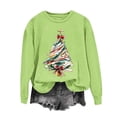 thumbnail image 6 of Wooowa Christmas Tree with Bow Print Long Sleeve Sweatshirt Top Round Neck Casual Soft Breathable for Holiday Home Party Daily Wear, 6 of 7