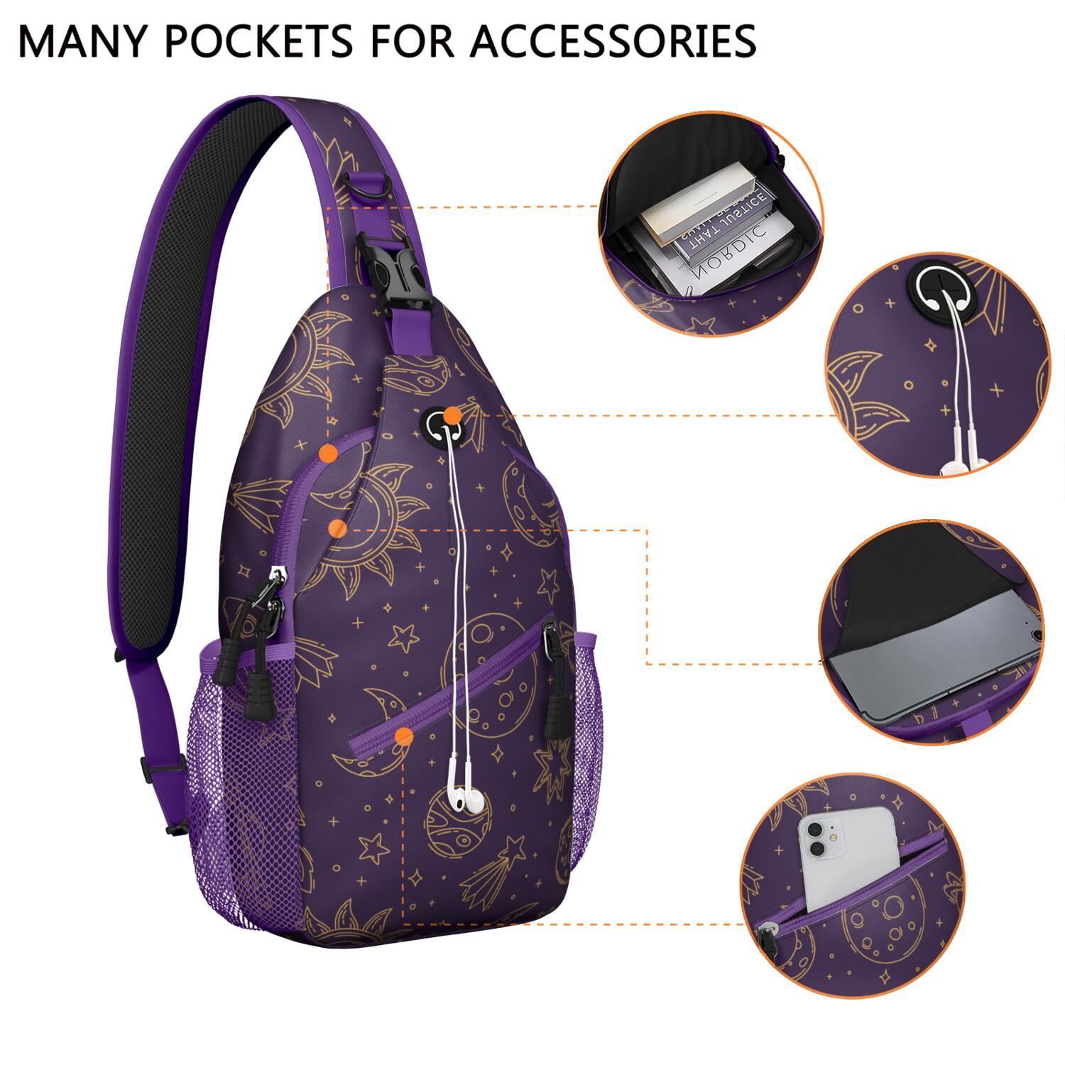 Mystical Moon and Sun Travel Daypack Boho Chic Sunburst and Cosmic Art Shoulder Backpack Lightweight & Travel-Ready for Commuters, Minimalists