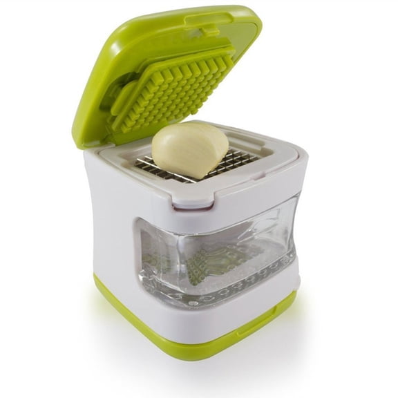 Garlic Press Stainless Steel, Garlic Mincer Crusher with Peeler and Cleaning Brush, Garlic Chopper Mini Kitchen Tool