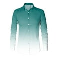 thumbnail image 3 of Camisas Casuales Para Hombre Camisa con botones de solapa en 3D digital degradado informal para hombre (Green, L), 3 of 5