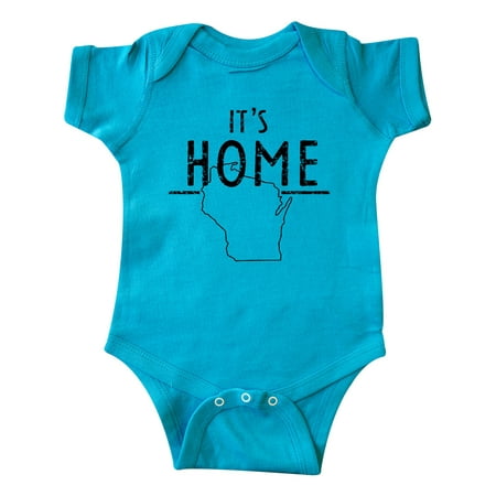 

Inktastic It s Home- State of Wisconsin Outline Distressed Text Gift Baby Boy or Baby Girl Bodysuit