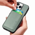 thumbnail image 2 of Dteck Detachable Back Cover for iPhone 16 Pro Max with Card Holder, Magnetic Wallet Pocket Carbon Fiber Texture PU Leather Slim Phone Case, Green, 2 of 12