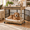 Greige, variant on 32" Dog Crate Furniture, Wooden Indoor Dog Kennel with Double Doors, Removable Privacy Curtain, Lockable Caster Wheels, Decorative Pet Cage End Table for Small and Medium Dogs