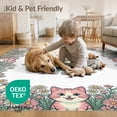 thumbnail image 4 of ODIKA 8'x10' Washable Area Rug Non-Slip Chair-Friendly Mat Wildflower Border Blooming Flower Cute Kittens Ribbon Cartoon Boho Refined for Dining Room, Large Office, Lounge, 4 of 7