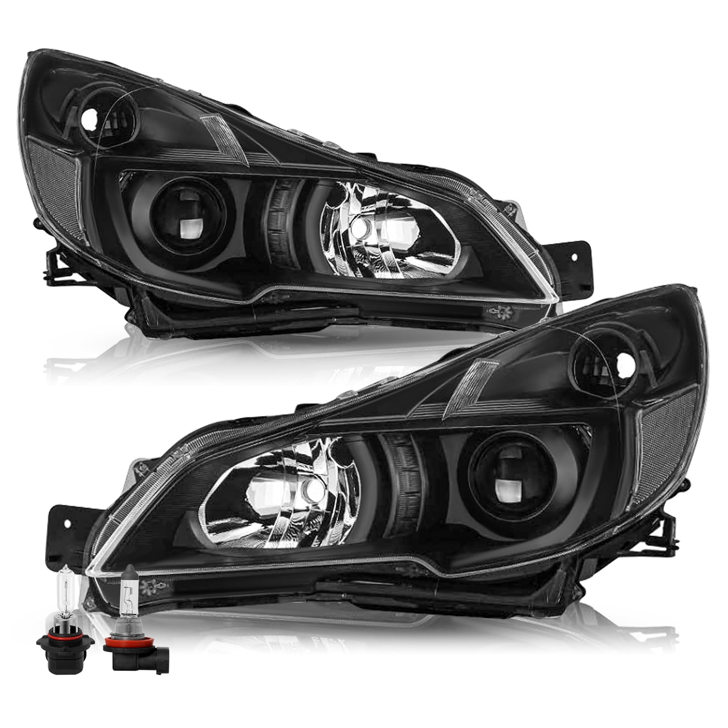 For 2010-2014 Subaru Outback Legacy Projector Black Headlights Lamp Assembly L+R