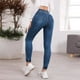 thumbnail image 5 of Pantalones Vaqueros de Bolsillo Con Cremallera Y Vendaje Con Agujeros Para Mujer, Pantalones Vaqueros Informales Acampanados de Pierna Ancha Odeerbi ODB-6, 5 of 8
