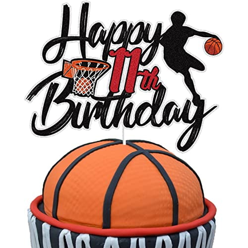 Basketball Happy 11th Birthday Cake Topper 11 Eleven Years Old