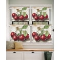 thumbnail image 2 of Cherry Watercolor Red Fruit Short Blackout Curtains 30Inch Long Vintage Beige Leaf Rod Pocket Kitchen Curtains, 2 Panels Thermal Insulated Room Darkening Drapes for Bedroom, 30"W x 30"L, 2 of 5