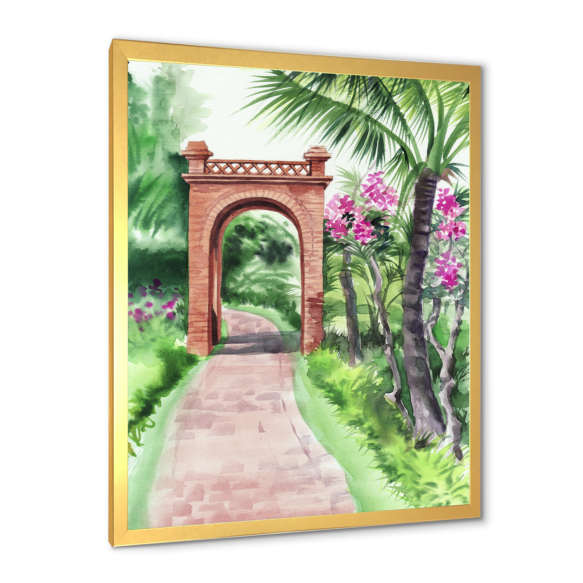 Designart 'Traditional Gate On Path In Tropical Oasis' Tropical Framed Art Print