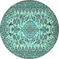 thumbnail image 1 of Ahgly Company Indoor Round Medallion Light Blue Traditional Area Rugs, 6' Round, 1 of 4