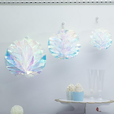 Balsacircle 3 Pcs Iridescent Pom Poms Fans Wall Hanging