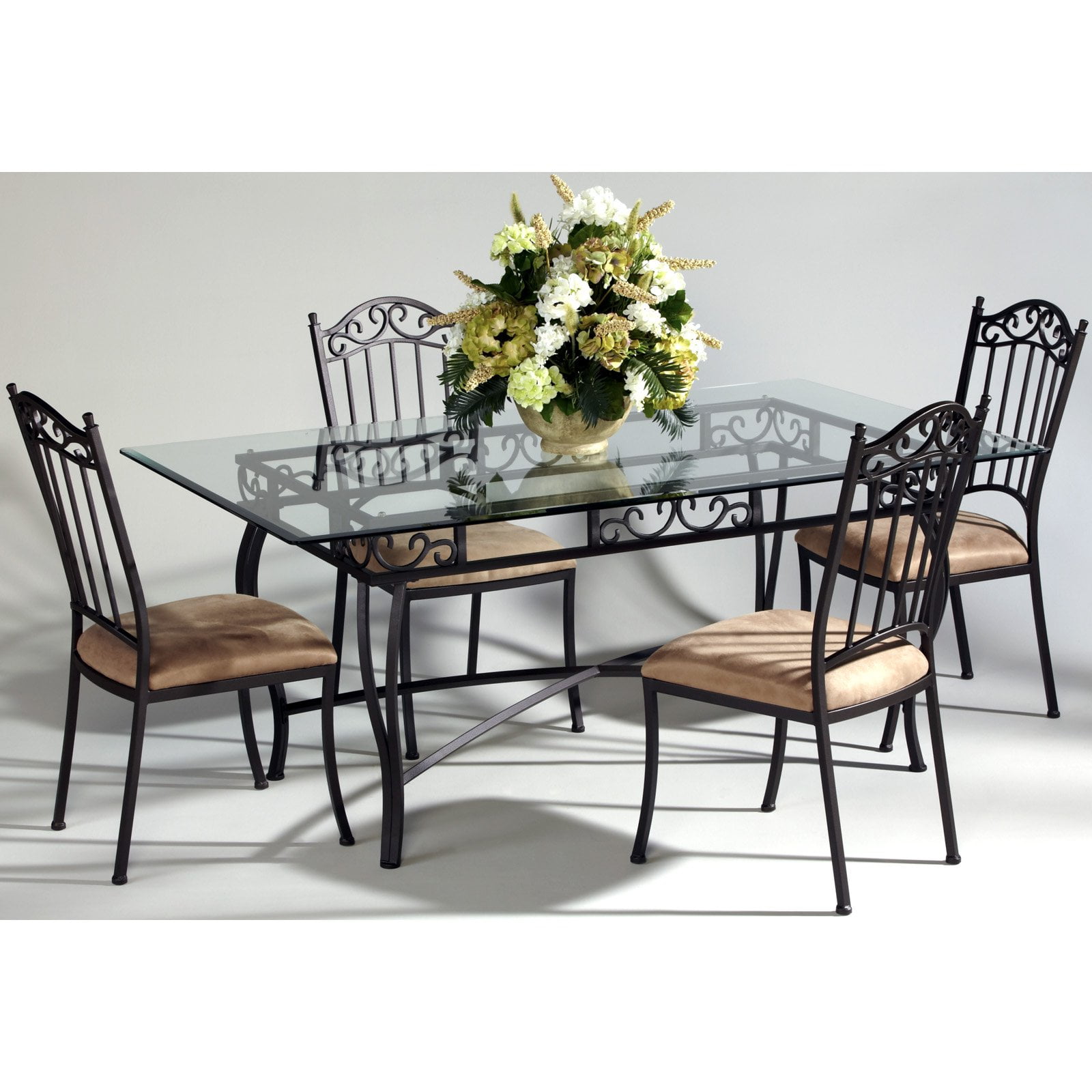 Chintaly Bethel Rectangular Wrought Iron Dining Table With Gl Top Chintaly Bethel Rectangular Wrought Iron Dining Table With Gl Top
