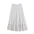 thumbnail image 4 of Easter Carnival Elegant Bohemian Crochet Lace Midi Skirt With Sheer Mesh Overlay Flowy A Line Design Skirt For Women, 4 of 4