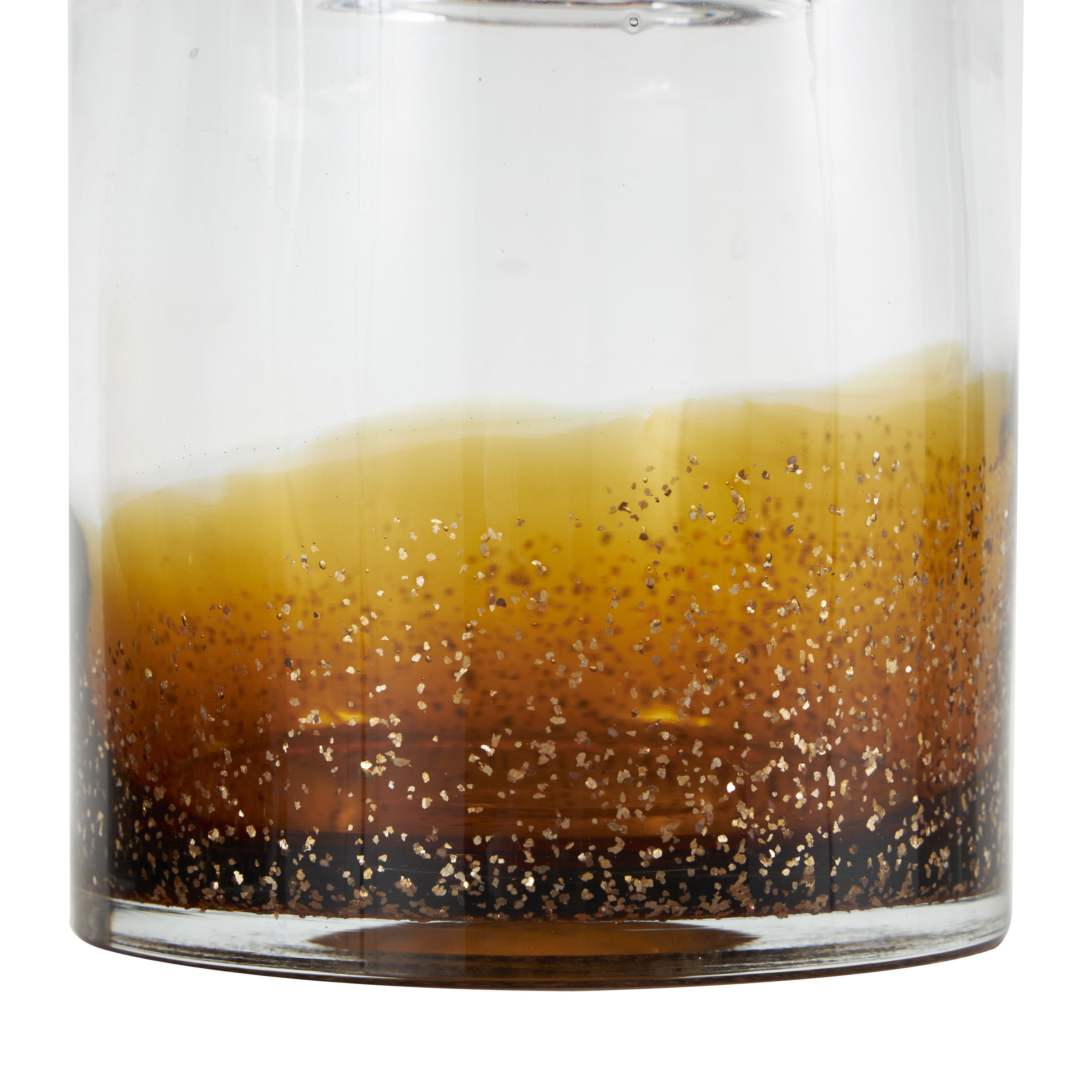 DecMode 9", 8"H Brown Glass Handmade Decorative Jars with Gold Flake Details and Ring Lids, 2-Pieces