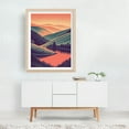 thumbnail image 2 of Pastel Dawn: Rolling Hills and a Serene River Reflecting - Digital Art Landscape Nature Scenic Lake Sunset Minimalist Pastel Oak Framed Wall Art Print 16 x 20 inches, 2 of 3