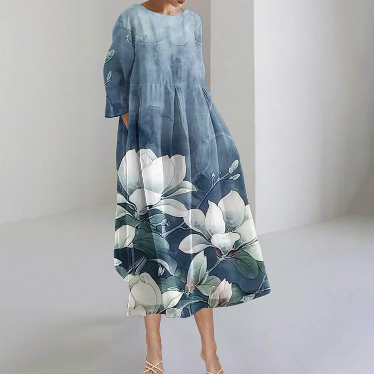 casual plus size empire waist dresses Ever-Pretty Plus Size Empire Waist A-Line V-Neck Long Sleeve Dress with Long Lantern Sleeves