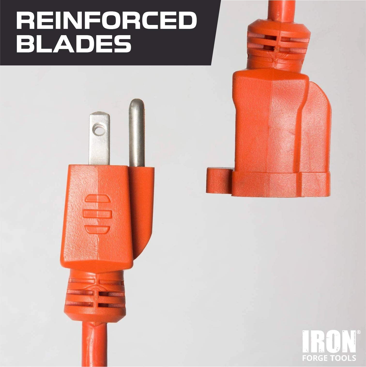 Iron Forge Cable Weatherproof 25 Ft Outdoor Extension Cord - 16/3 SJTW 13 Amp Heavy Duty Highly Visible Orange Extension Cord 3 Prong - Lighted End