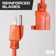 thumbnail image 6 of Iron Forge Cable Weatherproof 10 Ft Outdoor Extension Cord - 16/3 SJTW 13 Amp Heavy Duty Highly Visible Orange Extension Cord 3 Prong - Lighted End, 6 of 6