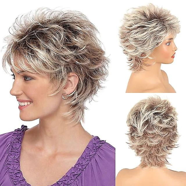 Corte de pelo corto para mujeres de mediana edad para madres Cabello con fibra química de color degradado Coverstyle 2