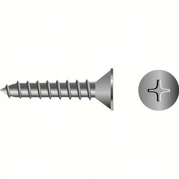 SeaChoice 00698; #6 X2 Phillips Head Flat Sheet Metal Screw Stainless Steel 50/ Bag