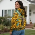 thumbnail image 4 of DISNIMO Deer Sunflower Printed Women's Zip Up Hoodies American Flag Printed Hooded Tops Long Sleeve Jacket Coat with Pockets, L, 4 of 6