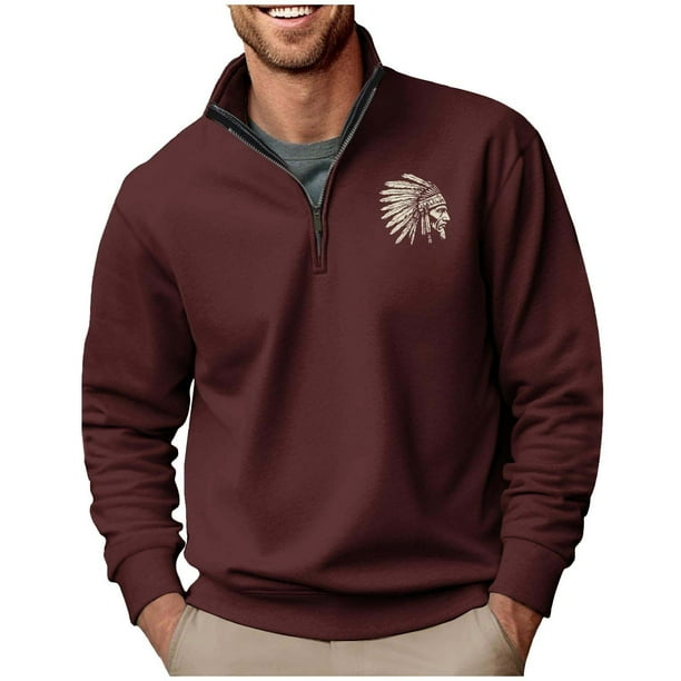 Blusa y camisa de manga larga con cuello alto para hombre, sudadera con capucha estampada, jersey deportivo con media cremallera, blusa de manga larga con cuello alto para hombre, blusa de poliéster