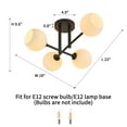 thumbnail image 2 of KAWOTI 4-Light Semi-Flush Mount Black with Frosted Glass Shade, 2 of 7