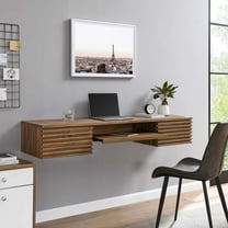 Modway Render Wall Mount Wood Office Desk in Walnut