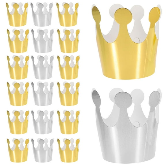IBASETOY 30Pcs Paper Party Crowns in Silver for Adults Comfortable to Wear at Birthday Party