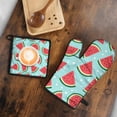thumbnail image 5 of Summer Watermelon Kitchen Oven Mitt and Pot Holder Sets 2 Pcs for Baking, Cooking and Grilling, Heat Resistant Up To 392 °F, 5 of 7