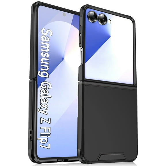 for Samsung Galaxy Z Flip 7 Heavy Duty Case, Support Wireless Charging Hybrid TPU & PC Smoothly Anti-Fingerprint Slim Case Compatible with Samsung Galaxy Z Flip 7, Black