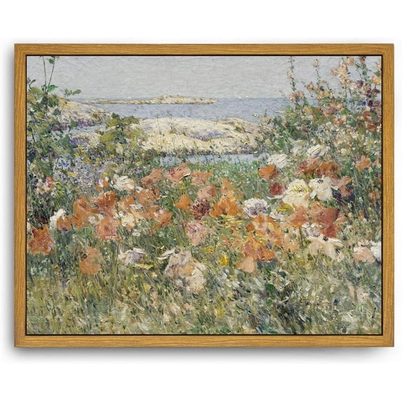 Aaheei Canvas Wall Art Vintage Print Oil Paintings Wildflowers by the Sea Spring Floral Landscape Country Cottage Retro Aesthetic for Home Living Room Bathroom Wall Decor