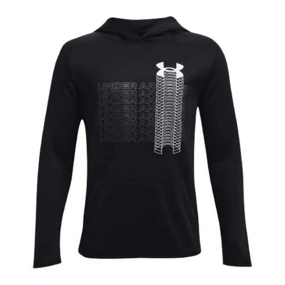 Under Armour Boys' Armour Fleece Repeat Hoodie Black/White Medium 1366750-001