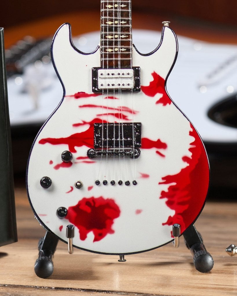 Zacky Vengeance White Schecter Custom Blood Splatter 10 Inch Miniature Guitar