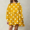 thumbnail image 2 of Fashion Deals 2023 Lindreshi Fall Dresses for Teens with Long Sleeves Women's Winter New Polka Style Dress V-Neck Bubble Sleeve Pleated Dress, 2 of 5