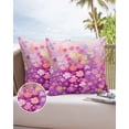thumbnail image 6 of Pack of 2 Outdoor Pillow Covers, Spring Flowers Chrysanthemum Oil Painting Gradient Purple Waterproof Square Throw Pillowcase Cushion Decorative Pillow Covers for Couch Patio Tent, 20x20 in, 6 of 6