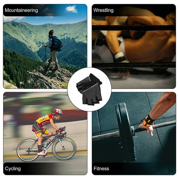 CIMAXIC 1Pair Sports Gloves Black Half Finger Comfortable Outdoor Cycling Riding Gloves