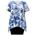 thumbnail image 1 of A Personal Touch Women's Plus Size Short Sleeve Round Neck Sharkbite Hem Pullover Top - Abstract Palms - 4X, 1 of 3