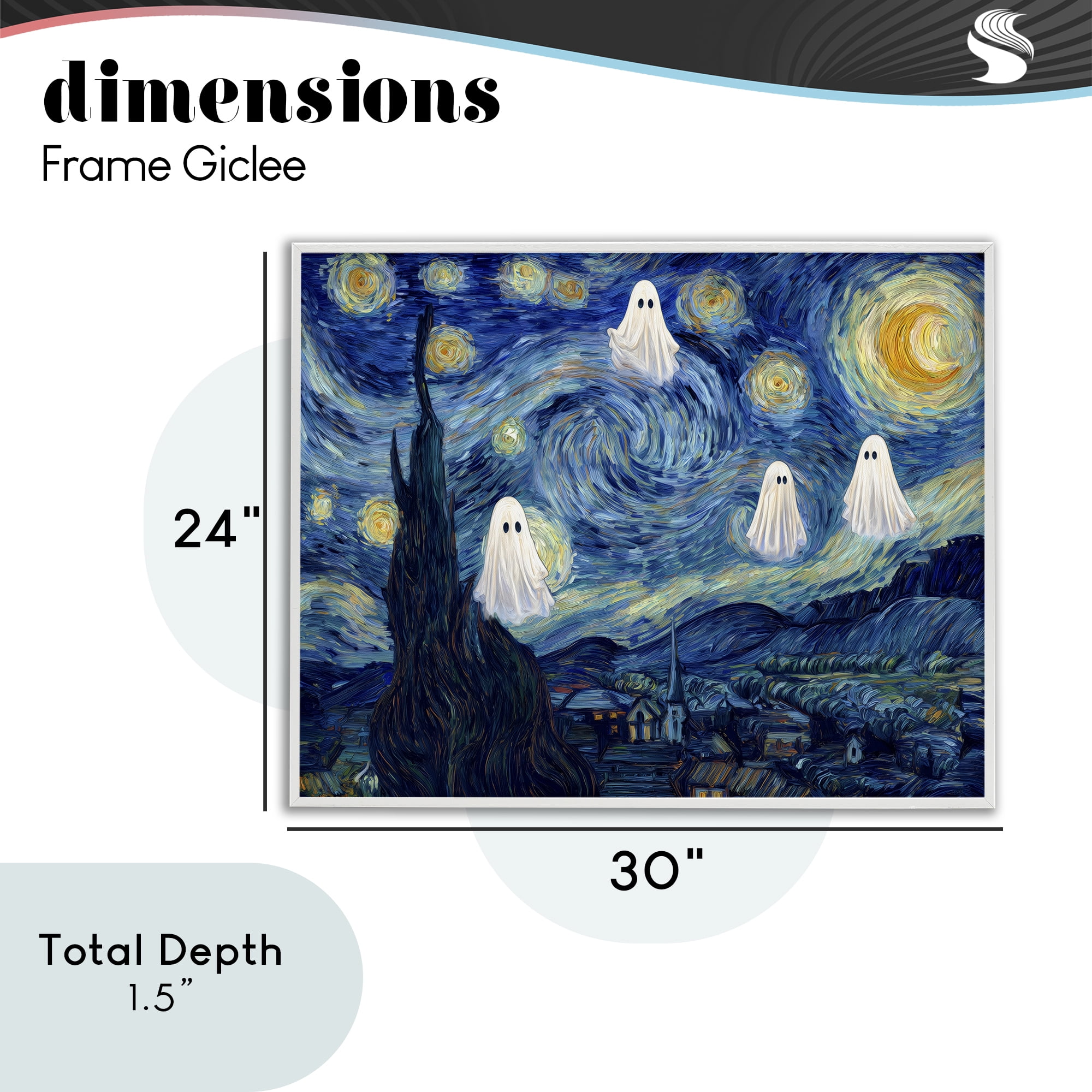 Classic Night Ghosties White Framed Giclee Art, design by Arlington Prints
