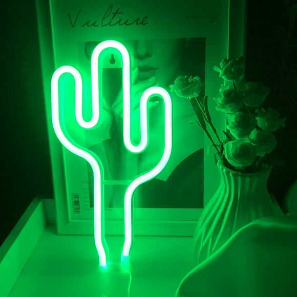 Enseigne Néon Cactus Verte, Enseigne Néon LED à Piles Ou Alimentée par USB pour Fête, Maison, Décoration Murale Lampe Cadeau pour Enfants