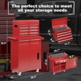 thumbnail image 3 of 5-Drawer Tool Chest, Rolling Tool Storage Cabinet with Detachable Top Tool Box, Enhanced Packaging, Metal Tool Cart for Garage Workshop, Red, 3 of 14