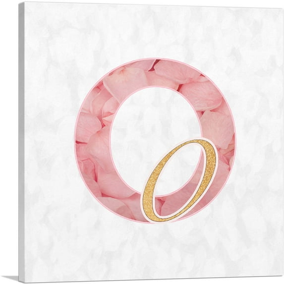 ARTCANVAS Chic Pink Gold Alphabet Number 0 Zero Numeral Canvas Art Print - Size: 12" x 12" (0.75" Deep)