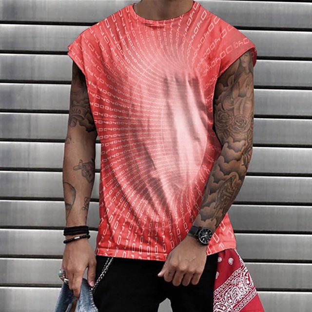 LSLJS Débardeurs Hommes Décontractés Impression Numérique 3D Débardeurs Col Rond Sans Manches T-Shirt