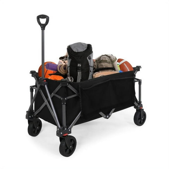 EAGLE PEAK Heavy-Duty Collapsible Folding Utility Wagon Outdoor Garden Hand Cart, Black