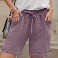 thumbnail image 2 of adviicd Womens Plus Size Shorts Casual Elastic Waist Drawstring Comfy Lightweight Quick Dry Summer Shorts with Pockets Pink, L, 2 of 8