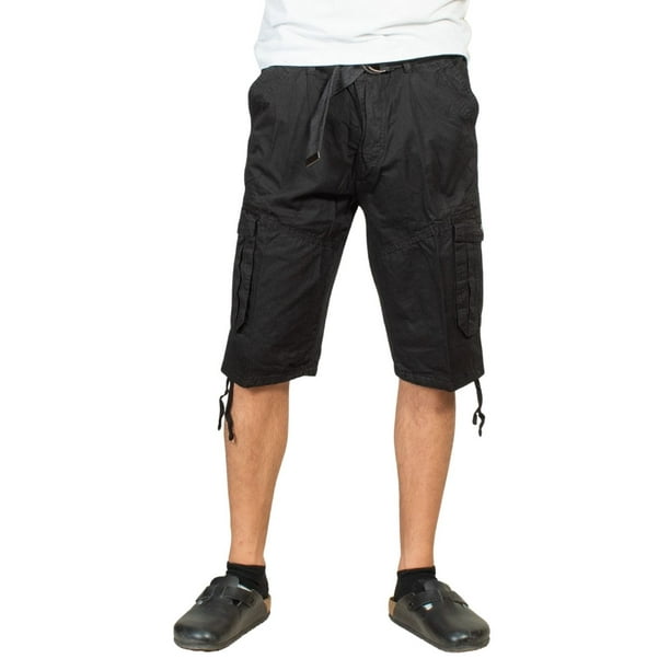 Bermuda cargo para hombre con cinturon y jareta en piernas