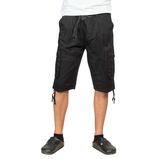 Bermuda cargo para hombre con cinturon y jareta en piernas